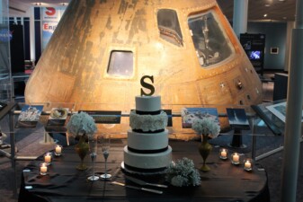 Wedding cake in front of Apollo 12 Capsule